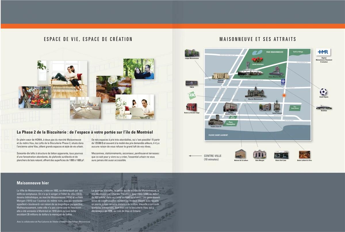 Lofts de la Biscuiterie brochure spread